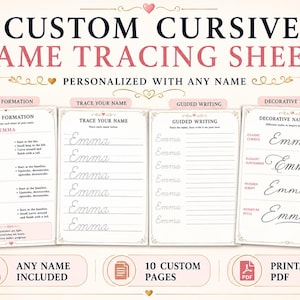 Custom Cursive Name Tracing Sheets | Personalized Handwriting Practice Workbook | Printable PDF | Learn to Write Any Name