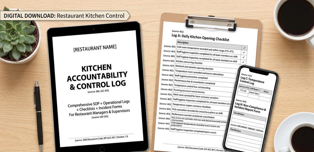 Kitchen Staff Accountability Log | Shift Control Template | Restaurant ...