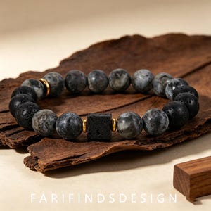 Lava Rock Larvikite Essential Oil Diffuser Bracelet, 10mm Natural Stone Stacking Bracelet