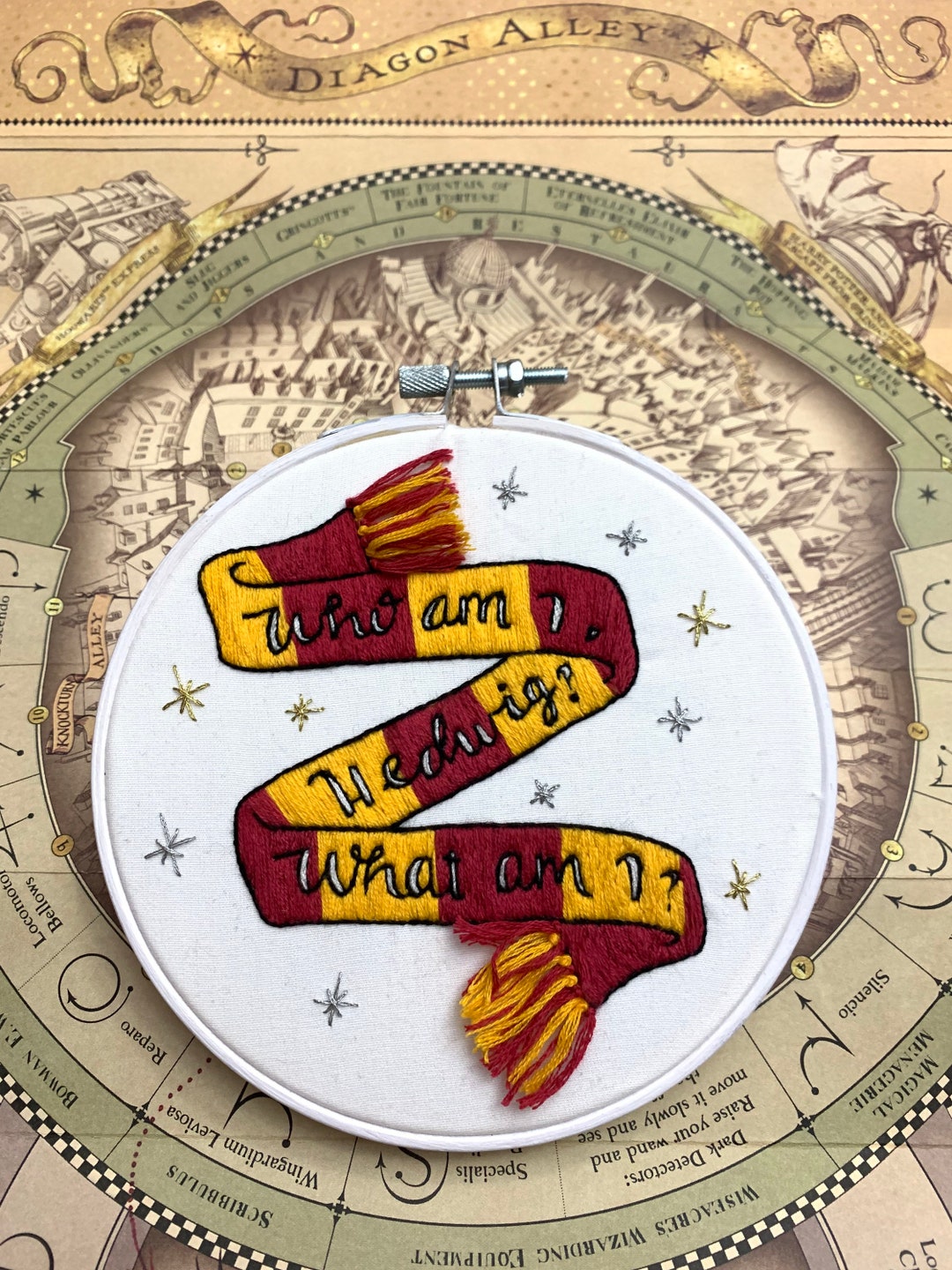 HARRY POTTER / Hand Embroidery / Hedwig / Gryffindor Etsy