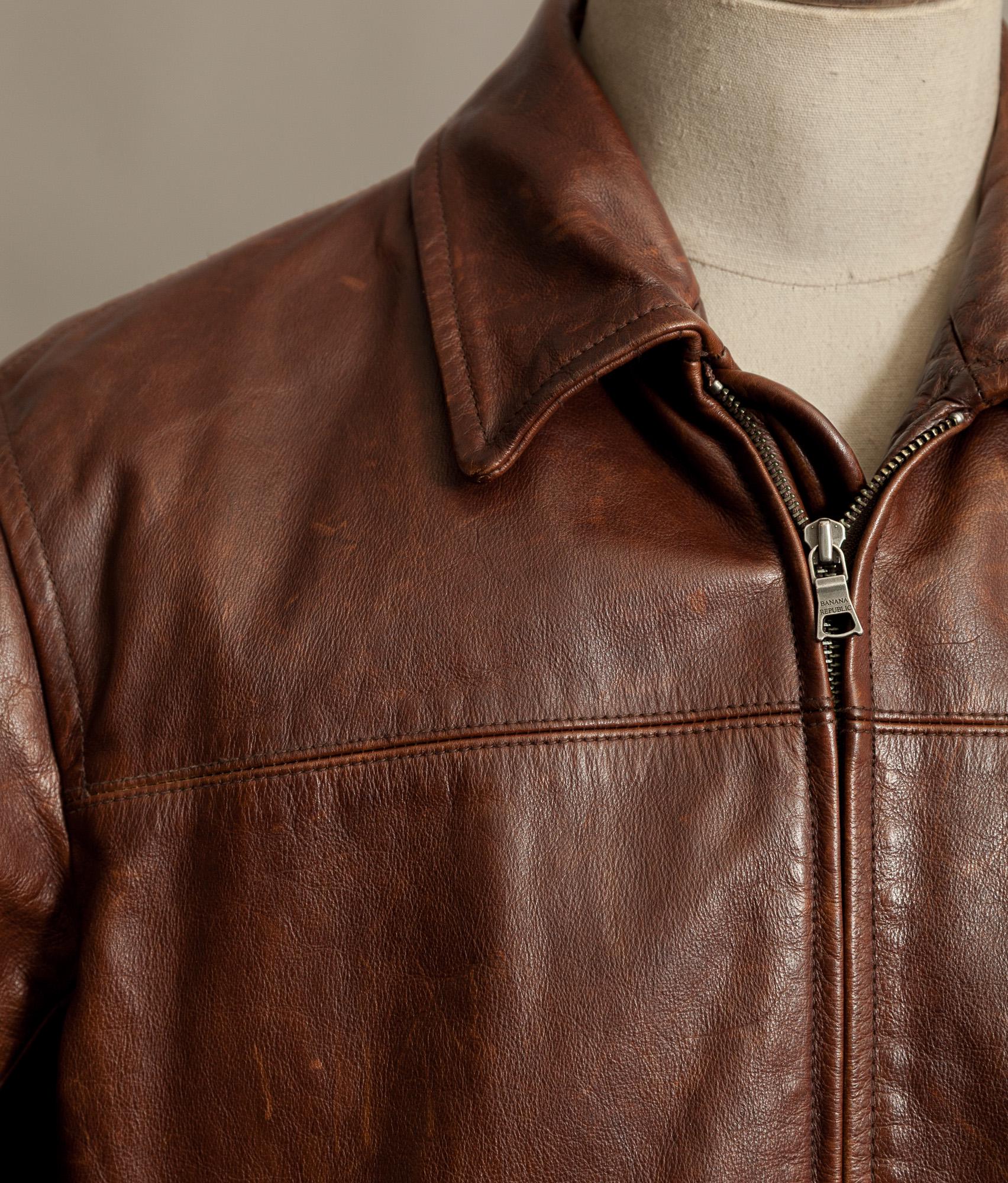 ジャケット・アウター banana republic cowhide leather jacket Vintage Banana Republic Leather Rider Jacket Full Grain Cowhide