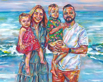 Family painting from photo, Commission wedding portrait on canvas, Custom portrait painting, wedding gift, anniversary, Christmas