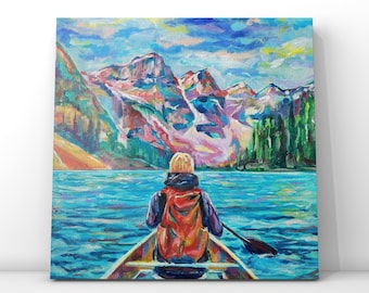 A Little Bit of the Outdoors - painting of Lake Louise Banff. Outdoor adventure painting.