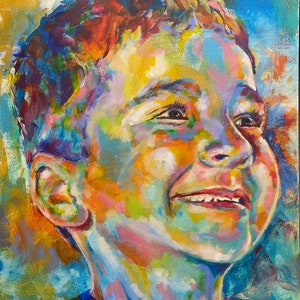 Custom Acrylic Portrait Painting: Colorful Memorial Gift
