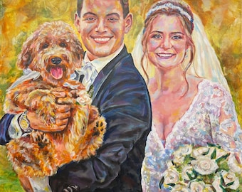 Wedding and Anniversary Portraits. Beautiful Custom Portrait paintings from your favorite photos.  Hand painted in acrylic paint on canvas.