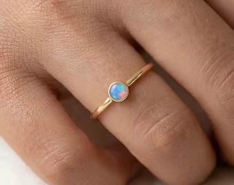 Opal Stacking Ring • Dainty Opal Silver Ring • Minimalist Jewelry • Everyday Ring • Ring For Women • October Birthstone