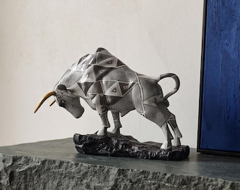 Wall Street Bull Sculpture, Modern Office Decor, Taurus Gift Figurine