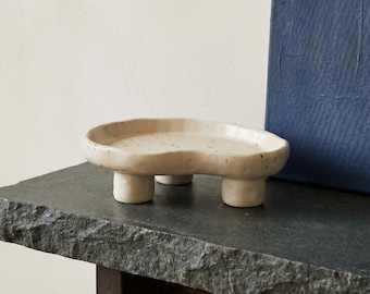 Storage Three-Legged Key Tray - Tripod Ceramic Catchall - Minimalist Valet Tray - Sleek Metal Key Holder - Modern Ceramic Organizer