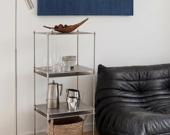 Brushed Chrome Side Table | Metal End Table | Minimalist Steel Block Table | Modern Silver Accent Table | Industrial Metal Furniture