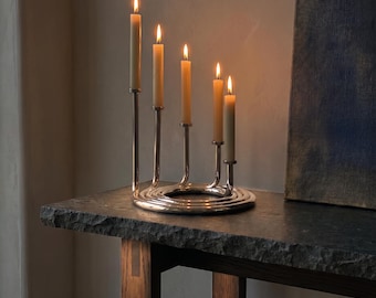Hand-Forged Iron Taper Candle Holder | Industrial Minimalist Centerpiece Stand