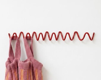 Metal Wave Coat Rack, Industrial Bauhaus Entryway Organizer Shelf, Modern Bag Coat Hat Hanger