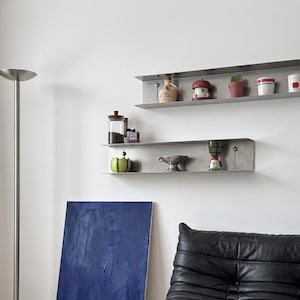 Stainless Steel Floating Shelf - Industrial Metal Wall Ledge - Minimalist Kitchen Spice Rack - Heavy Duty Rust