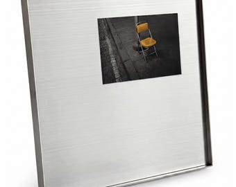 Personalized Brushed Stainless Steel Photo Frame, Modern Industrial Picture Frame, Metal Wall Decor