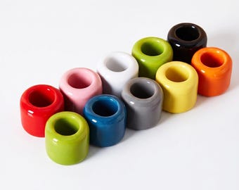 Set of 10 Ceramic Chime Candle Holders – Minimalist Spell Candle Stands for Altar
