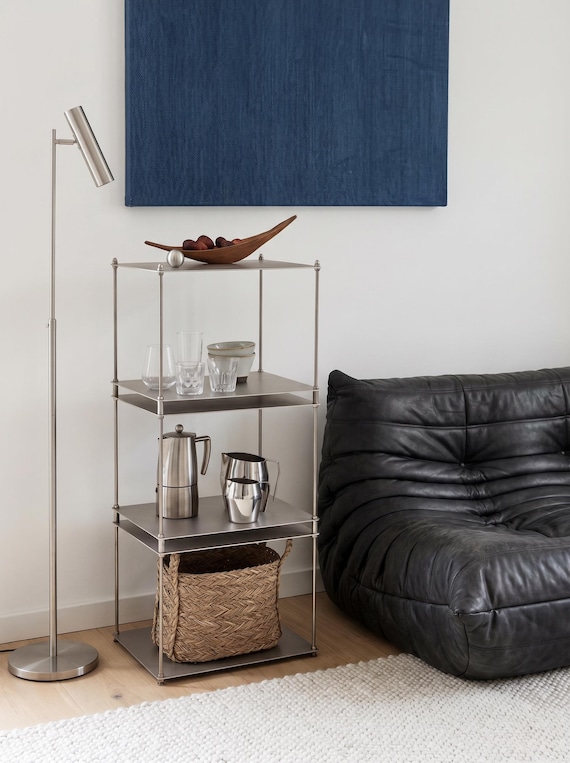 Brushed Chrome Side Table | Metal End Table | Minimalist Steel Block Table | Modern Silver Accent Table | Industrial Metal Furniture