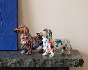 Pop Art Dachshund Sculpture, Dog Decor, Office Desk Accent, Dachshund Figurine,