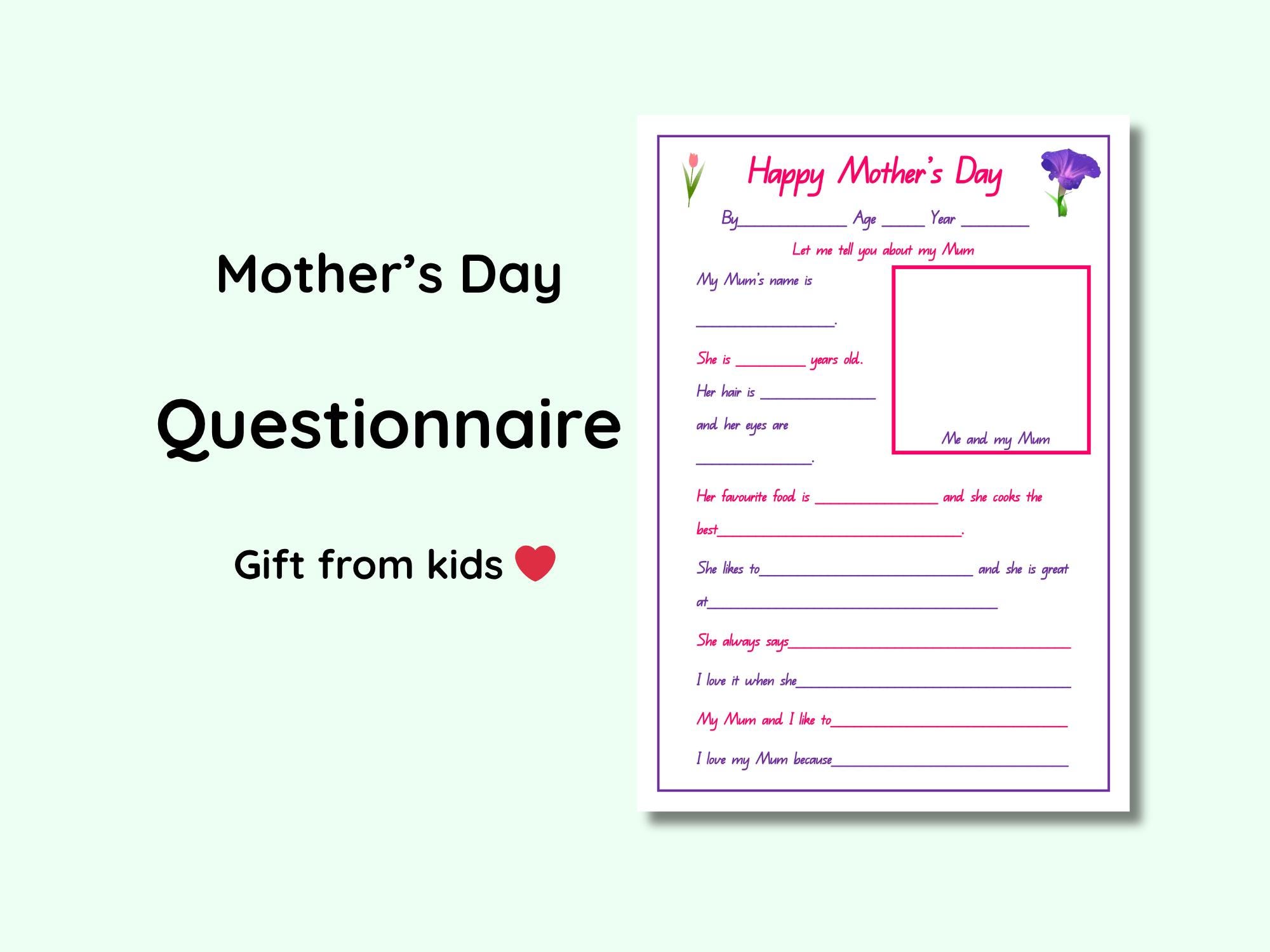 Mami Printable Mother's Day Questionnaire Printable | Gift From Kids | Mum Nan Gma ...