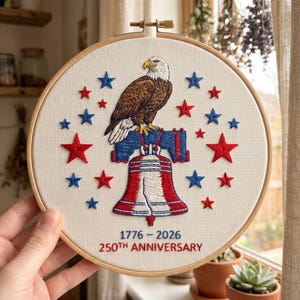 Borduurpakket Liberty Bell Eagle – 250ste verjaardag patriottische ambacht (1776-2026)