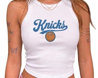 Knicks Rib Racer Tank Top, Retro Basketball Graphic Tank, Knicks tshirt Women