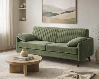 64.5 Inch Chenille Loveseat Sofa, Deep Seat Small Couch for Living Room