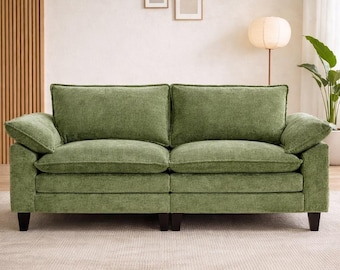 Green Chenille Loveseat Sofa for Living Room with Deep Seat Cushions