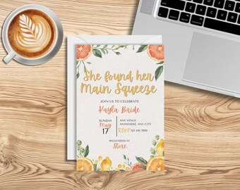 Main Squeeze Bridal Shower Invitation, Modern Citrus Theme (Digital Download)