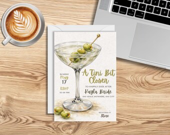 Dirty Martini Bridal Shower Invitation, Modern Cocktail Theme (Digital Download)
