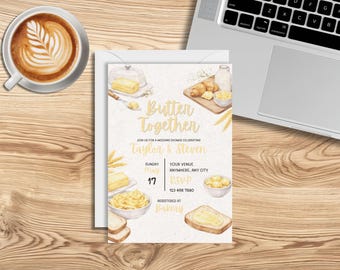Butter Together Bridal Shower Invitation, Watercolor Butter Design (Digital Download)