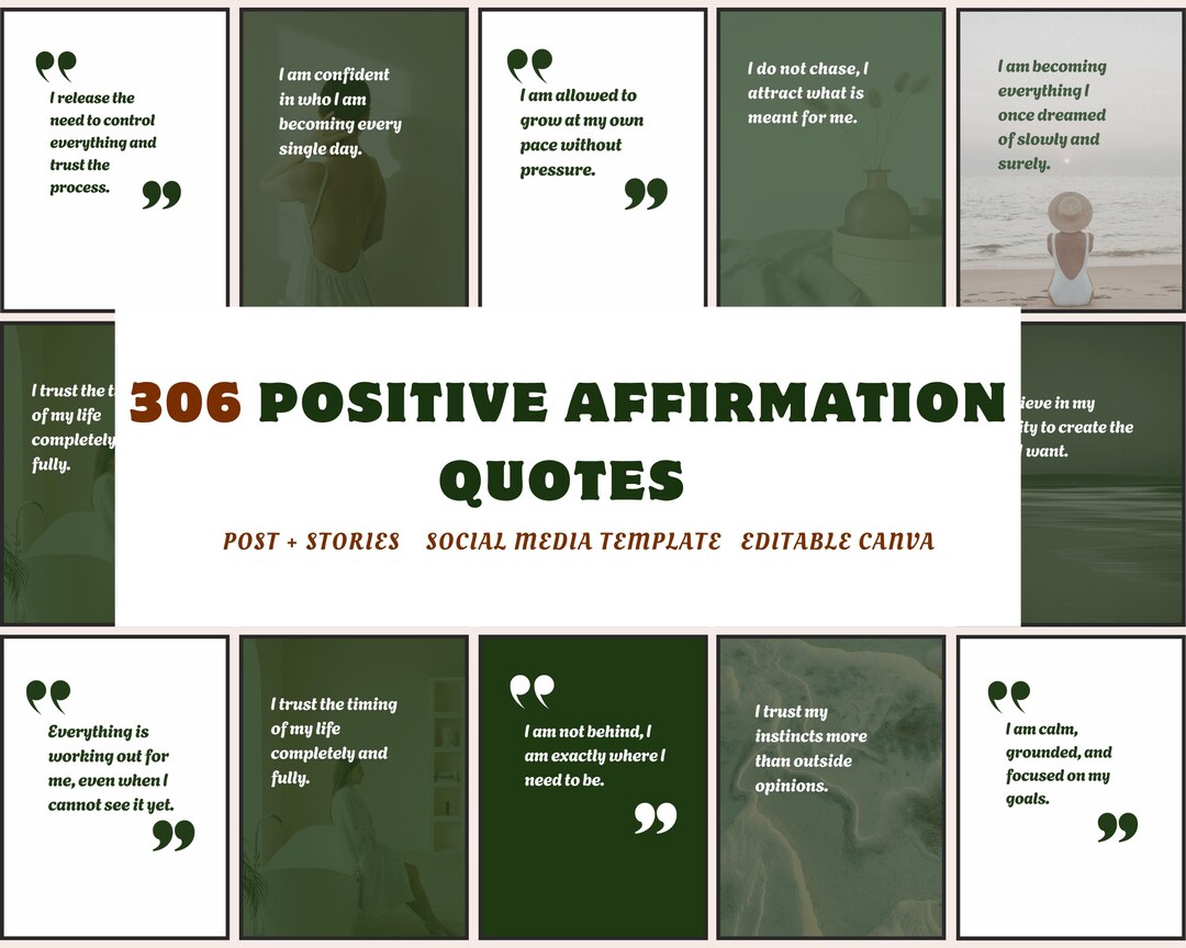 306 Positive Affirmation Quotes | Instagram Canva Templates (digital ...