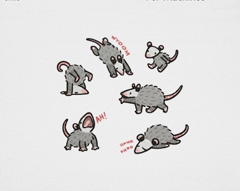 Funny Opossum Machine Embroidery File, Screaming Possum Embroidery Bundle, Cute Trash Animal Design, Relatable Meme Mood Hoodie Pattern