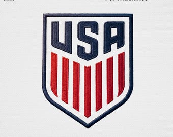 USA voetbal machine borduurbestand, patriot sport schild borduurwerk ontwerp, schattig rood wit blauw team embleem patroon, game dag aangepaste fanart