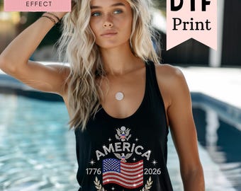 America 250th Flag  Graphic Print Tank Top, 1776 2026 Anniversary Racerbank Tank, American Flag Ladies ( Flat Print-Not Real Rhinestones)