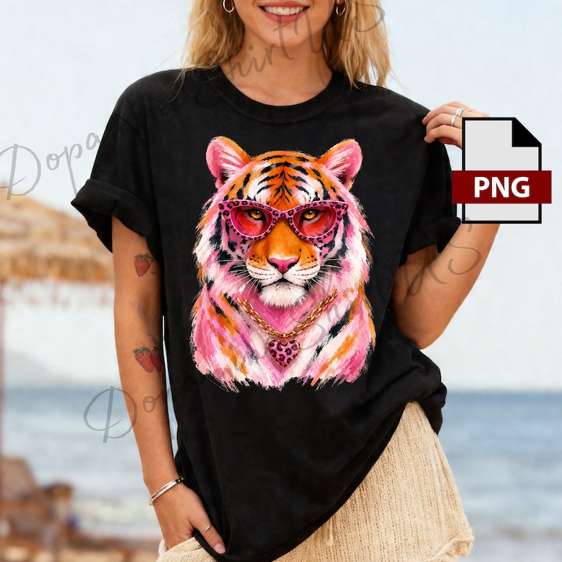 Pink Brushstroke Tiger Face png-jpg-pdf-svg-ai, Trendy Animal Print Sublimation (Digital Download) image 4