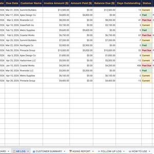 Accounts Receivable Tracker Google Sheets Template | Invoice Aging Report | Digital Download image 5