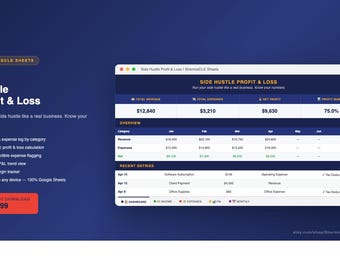 副業の損益計算用Googleスプレッドシート｜収入トラッカー｜デジタルダウンロード