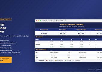 スタートアップ経費トラッカー（Googleスプレッドシート）｜資金燃焼率と資金繰り計算ツール｜デジタルダウンロード