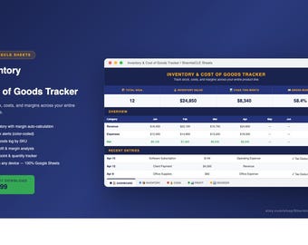 在庫および売上原価トラッカー（Googleスプレッドシート）｜売上原価計算ツール｜デジタルダウンロード