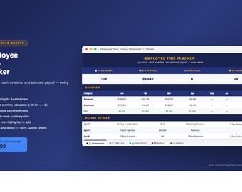 従業員勤怠管理ツール（Googleスプレッドシート）｜週次勤怠記録｜給与計算ツール｜デジタルダウンロード