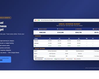 年間事業予算（Googleスプレッドシート）｜予算対実績トラッカー｜デジタルダウンロード