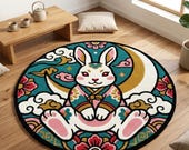 Tufting Pattern PDF, Punch Needle Design, Rabbit Moon Template (Digital Download)