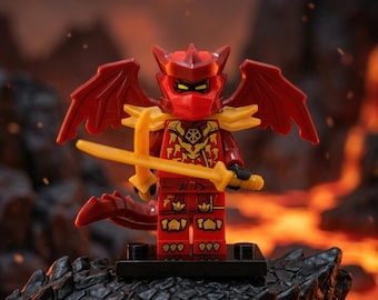 Ninjago Kai Drache | Finale Evolution Form | Roter Drache Krieger | MOC Minifigur | Ninja Spielzeug Geschenk für Kinder | S15 |