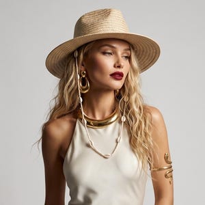 Chain & Tassel Decor Straw Hat Mexican Handcrafted Wide Brim Palm Cowboy Hat | CoLores  main image 2