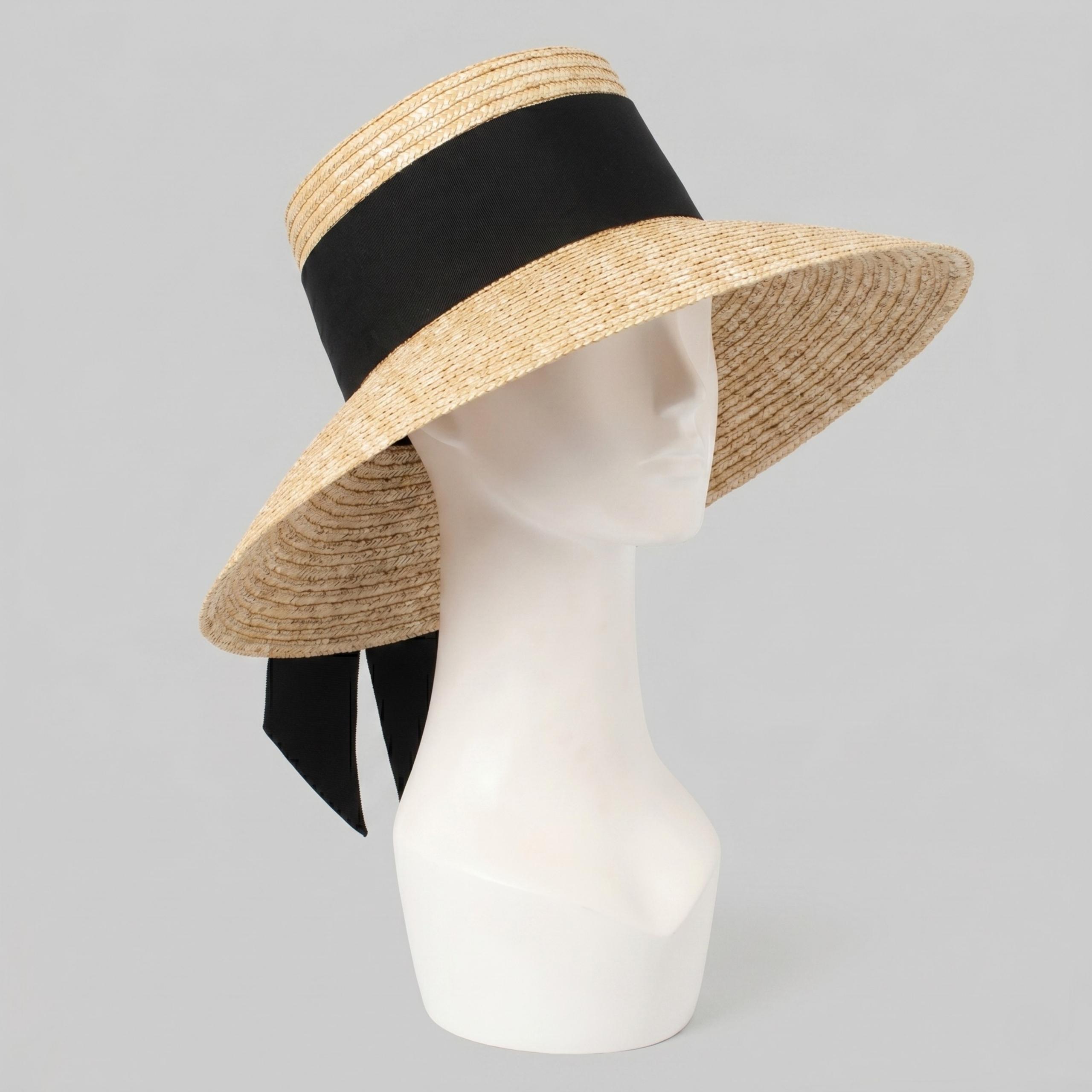 Summer Seaside Big Brim Straw Hat for Women, Wide Brim Wheat Straw Flat ...