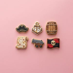 Pirate Cookie Cutter Set | 6 Piece Treasure Map & Jolly Roger Stamp | 2 3 4 Inch