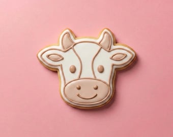 Cute Cow Cookie Cutter | Kawaii Farm Animal Face Stamp | Barnyard Birthday Party, Holy Cow Baby Shower Decor | 3 or 4 Inch