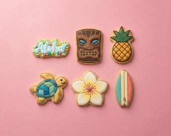 Hawaii Cookie Cutter Set | 6 Piece Aloha Stamp Collection | 3 & 4 Inch