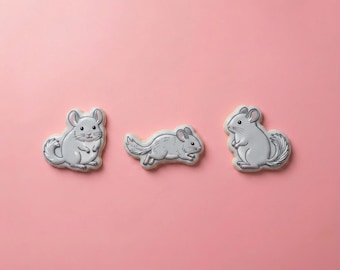 Chinchilla Cookie Cutter Set (3-Piece Collection) | Cute Small Animal Baking Stamp