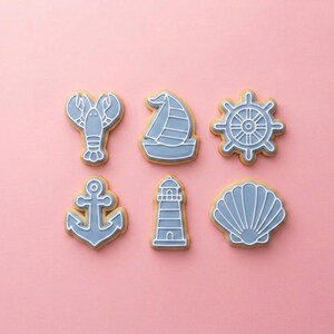Nautical Cookie Cutter Set | 6 Pc Coastal Collection | 3 & 4 Inch