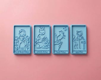 Witchy Cat Tarot | 3.5" 3D Printed Cookie Stamp & Cutter Set