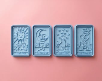 Witchy Cat Tarot | 3.5" 3D Printed Cookie Stamp & Cutter Set